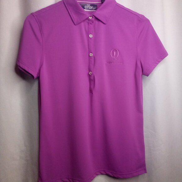The Open 147th Carnoustie Polo Shirt S Women Short Sleeve Golf Active Purple - Picture 15 of 15